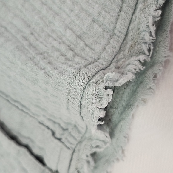 DIP Women's Soft Textured Fabric Lt. Blue Button Down Long Sleeve Oversized Top - Picture 3 of 9